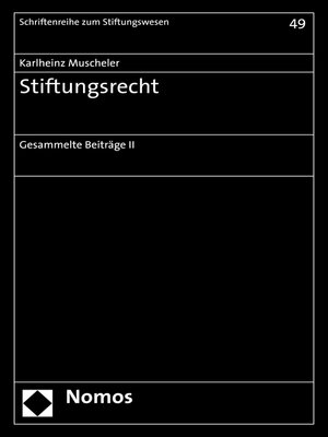 cover image of Stiftungsrecht